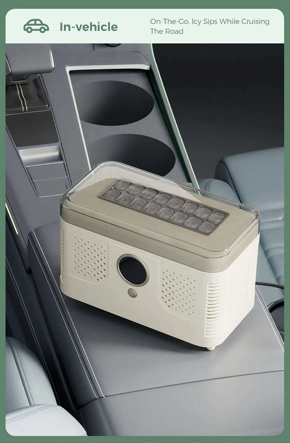 Portable Dual-Use Ice Maker for Car and Home-EU Car-Home-Beige