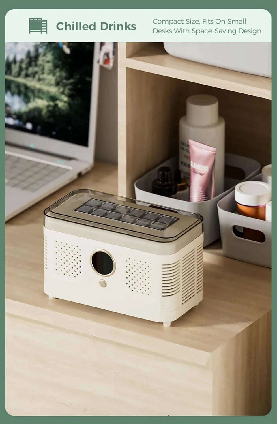 Portable Dual-Use Ice Maker for Car and Home-EU Car-Home-Beige