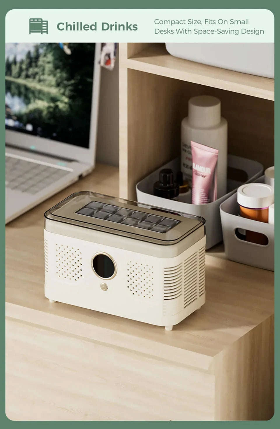 Portable Dual-Use Ice Maker for Car and Home-EU Car-Home-Beige
