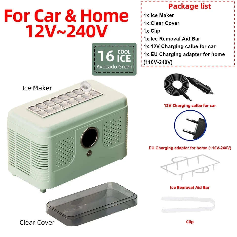 Portable Dual-Use Ice Maker for Car and Home-EU Car-Home-Beige