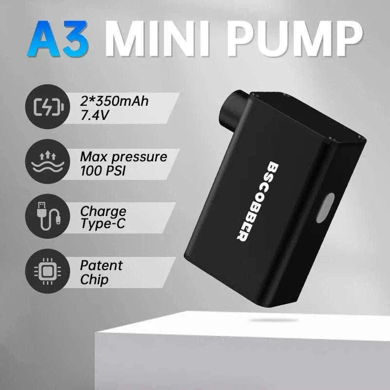 Portable Electric Bike Tire Pump 100 PSI Mini Air Compressor-black