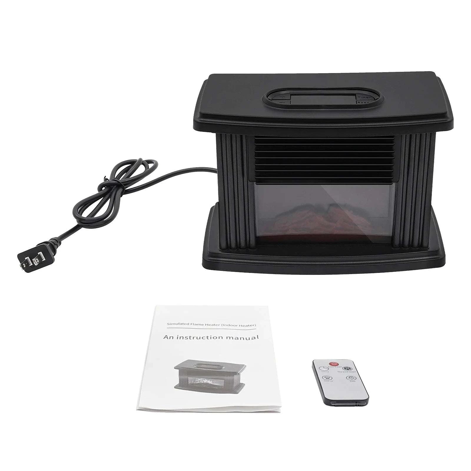 Portable Electric Fireplace Heater 1000W with 3 Speeds & Timer-black / With Remote Control / United States