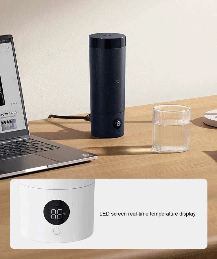 Portable Electric Kettle 350ml with Temperature Control & Thermos-White / EU