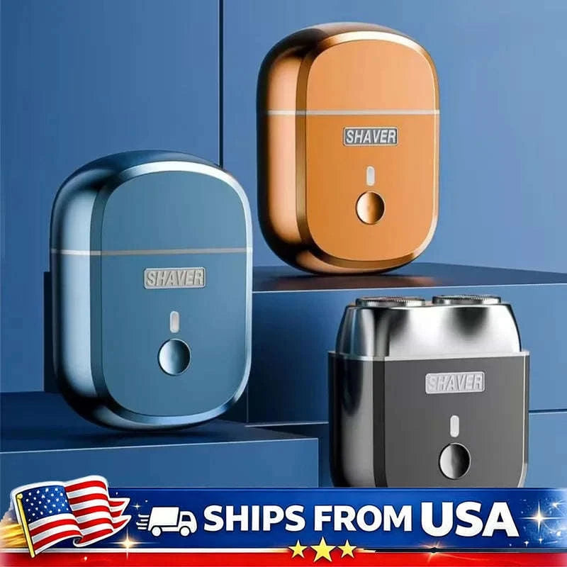 Portable Electric Shaver for Men with Dual Ring Blades & USB Charging-Orange / United States