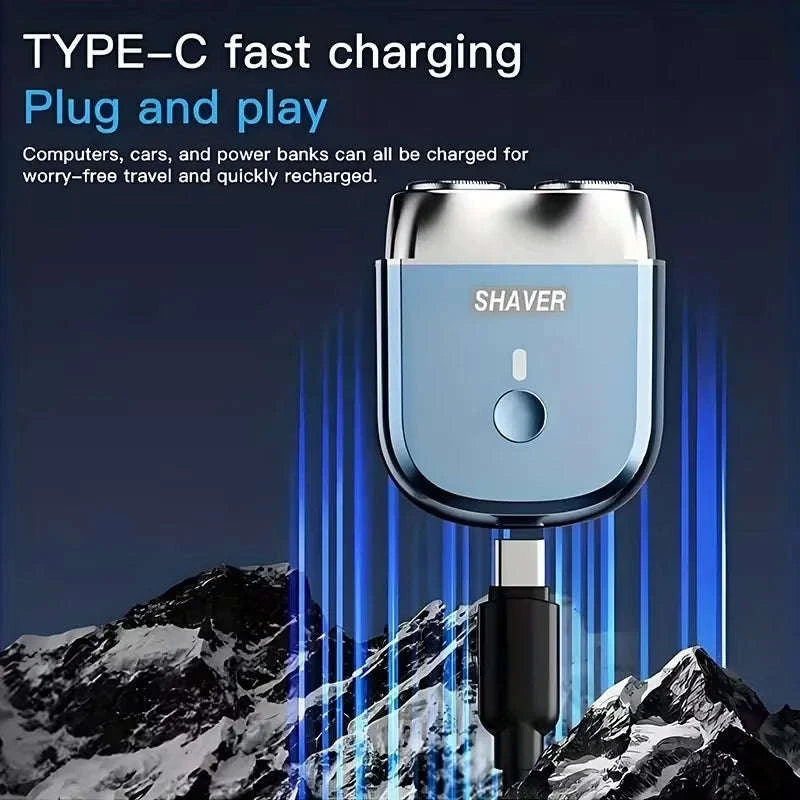 Portable Electric Shaver for Men with Dual Ring Blades & USB Charging-Orange / United States