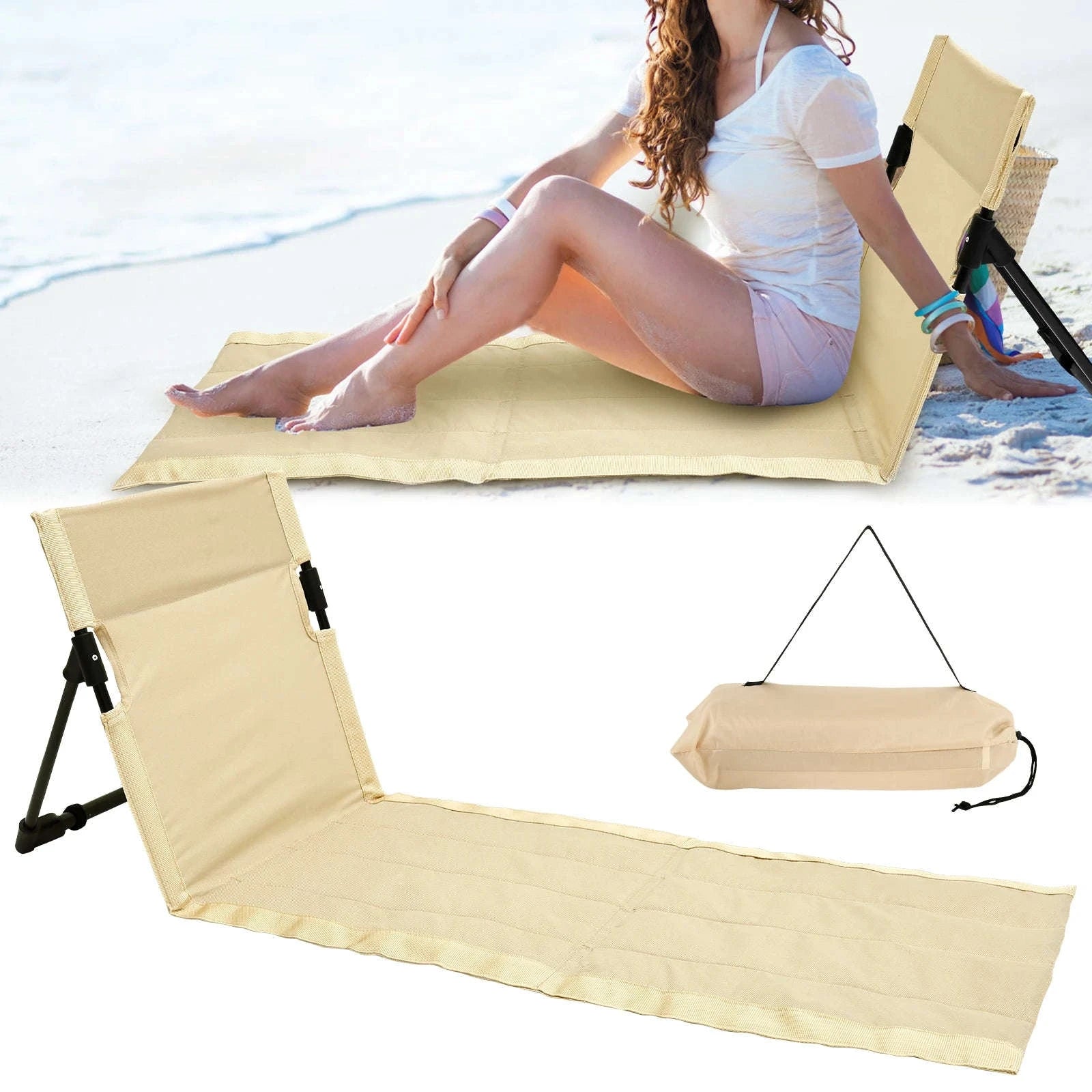 Portable Foldable Camping Floor Chair with Back Support-army green / China Mainland