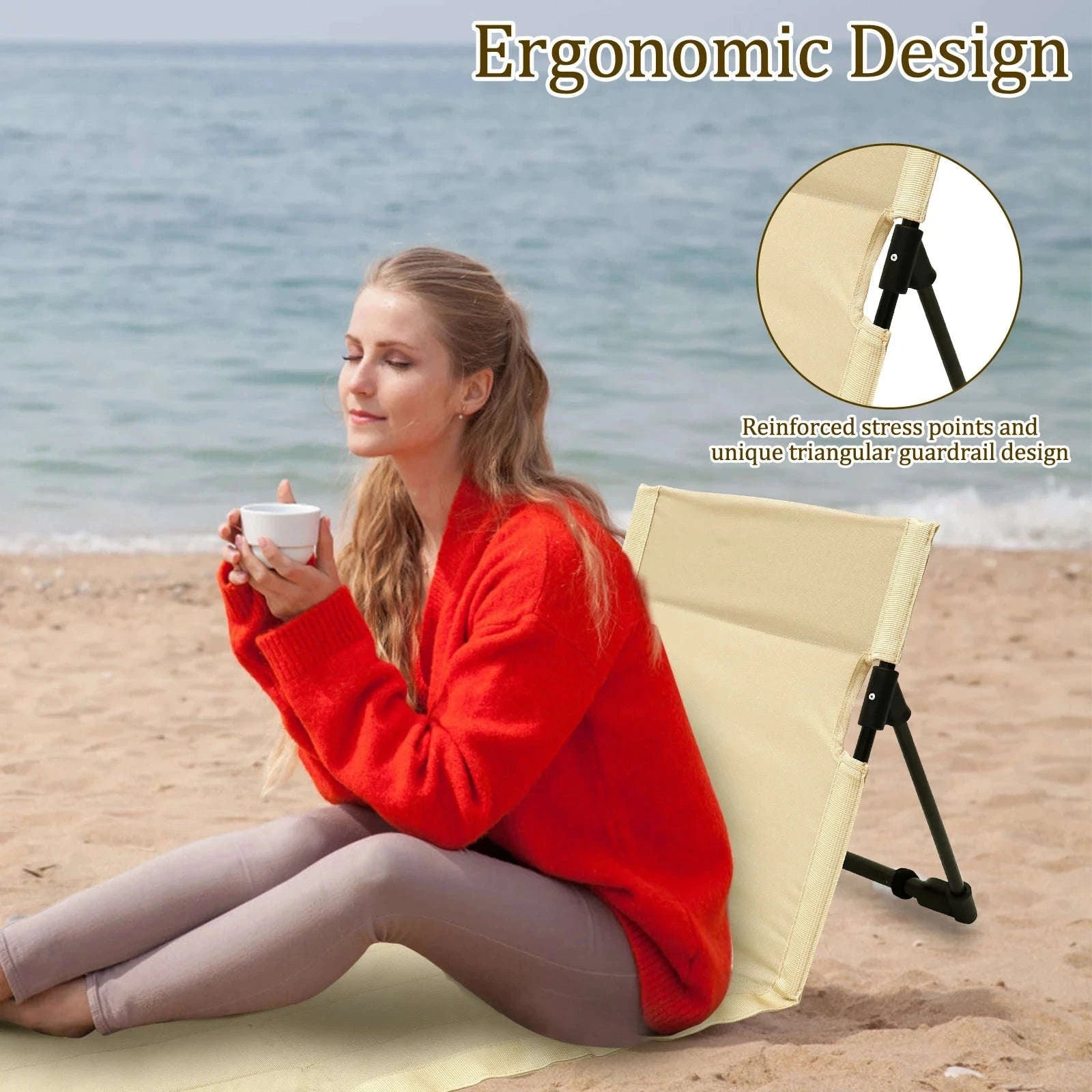 Portable Foldable Camping Floor Chair with Back Support-army green / China Mainland