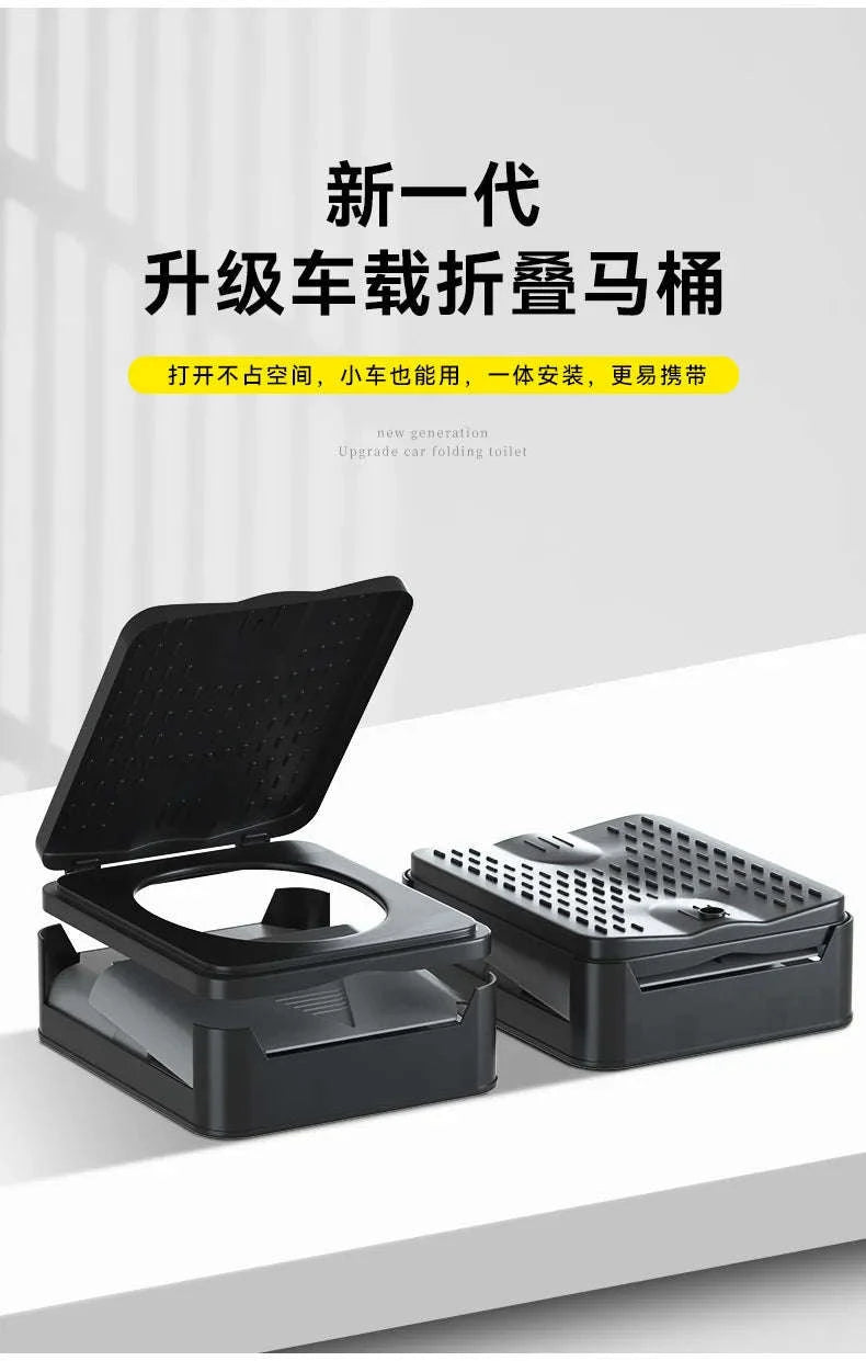 Portable Foldable Camping Toilet-Black