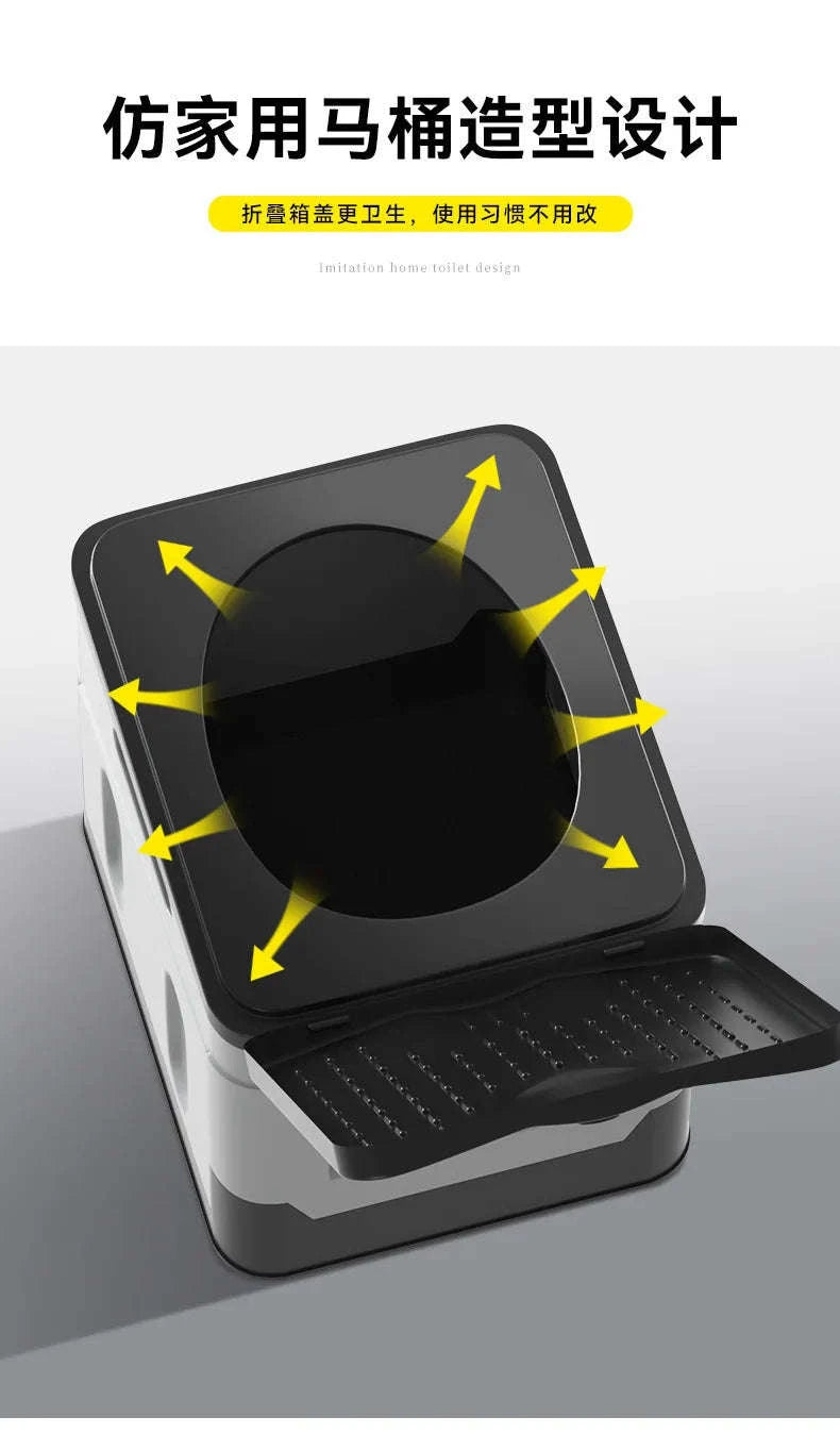 Portable Foldable Camping Toilet-Black