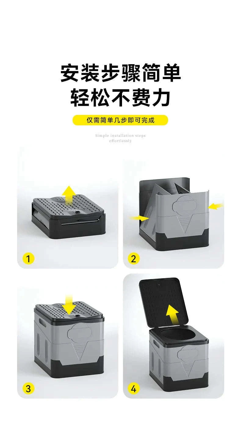 Portable Foldable Camping Toilet-Black