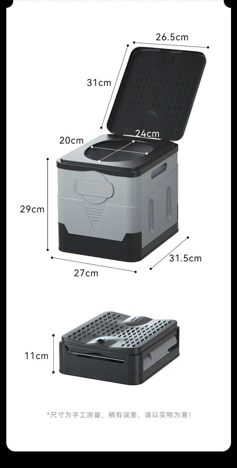 Portable Foldable Camping Toilet-Black