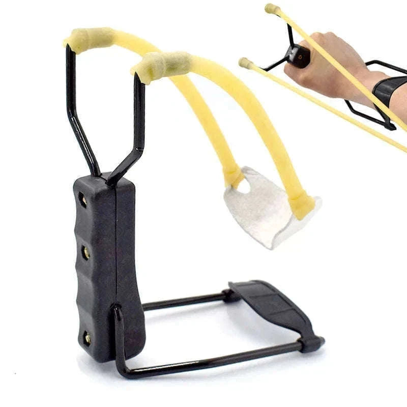 Portable Foldable Slingshot, Outdoor Wrist Support Slingshot, High Power Hunting Launcher.-black / United States