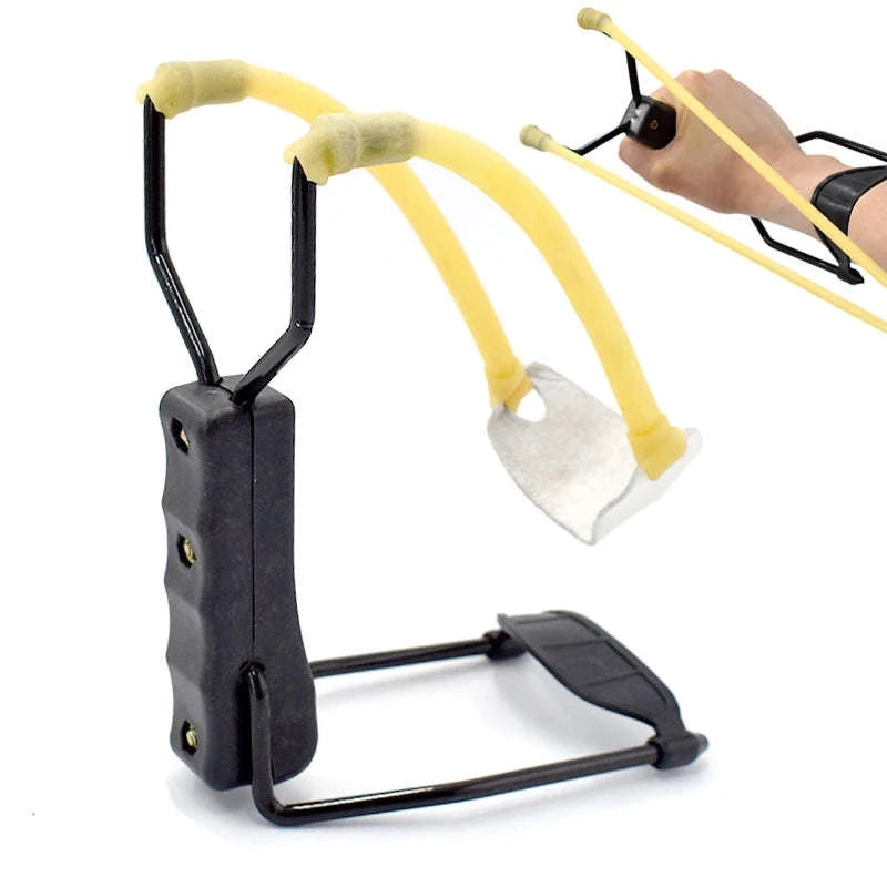 Portable Foldable Slingshot, Outdoor Wrist Support Slingshot, High Power Hunting Launcher.-black / United States