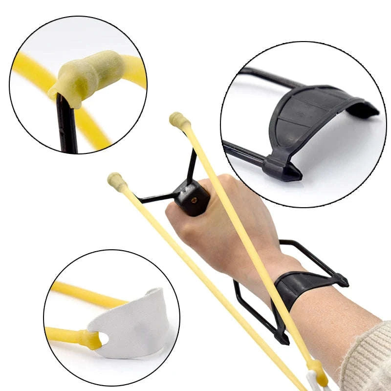 Portable Foldable Slingshot, Outdoor Wrist Support Slingshot, High Power Hunting Launcher.-black / United States