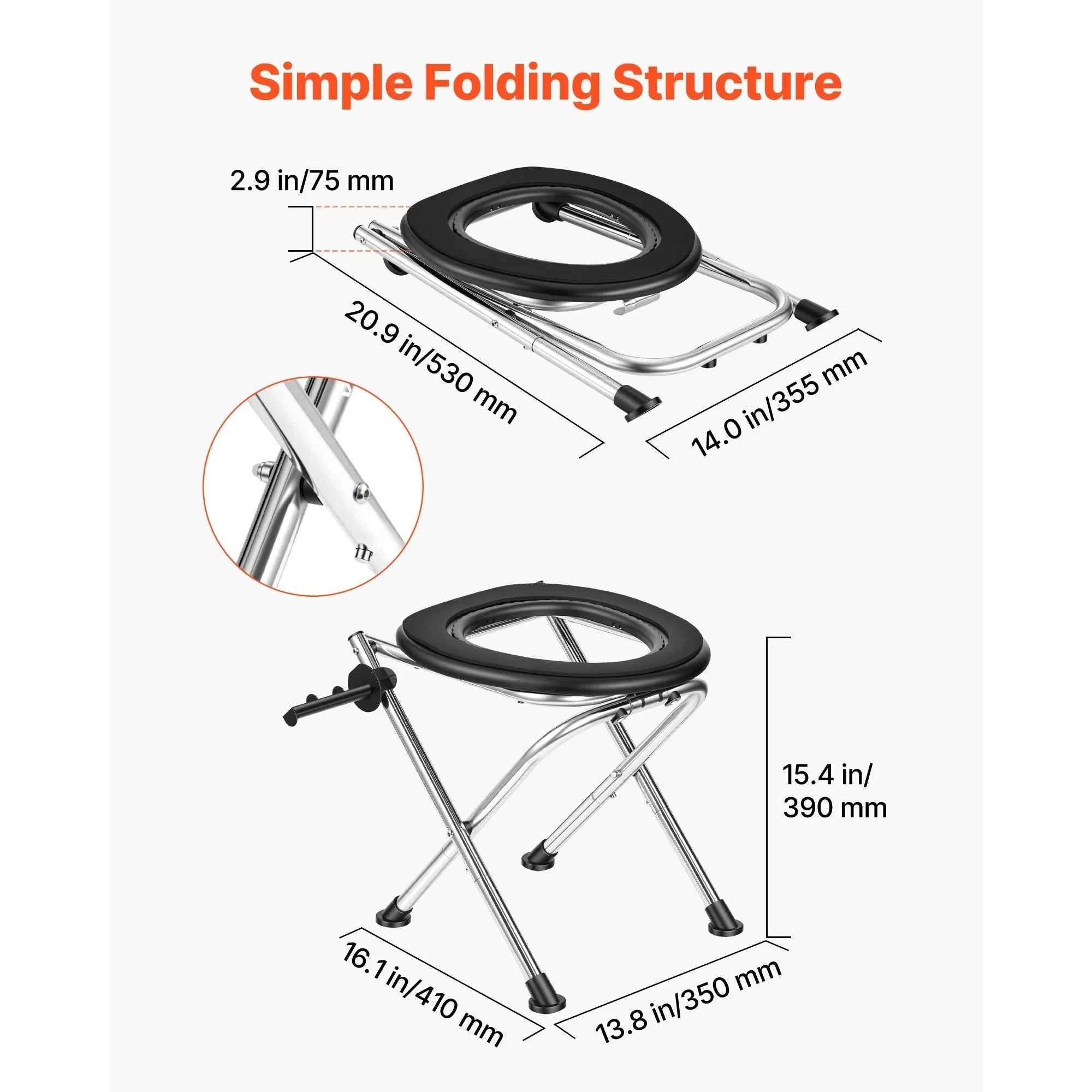 Portable Foldable Toilet for Camping with Soft Seat-350 lbs / United States