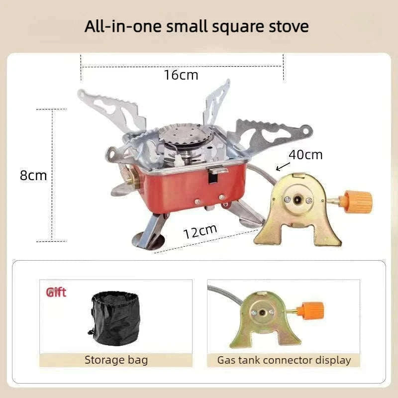Portable Foldable Windproof Gas Stove for Camping and Hiking-With external wiring