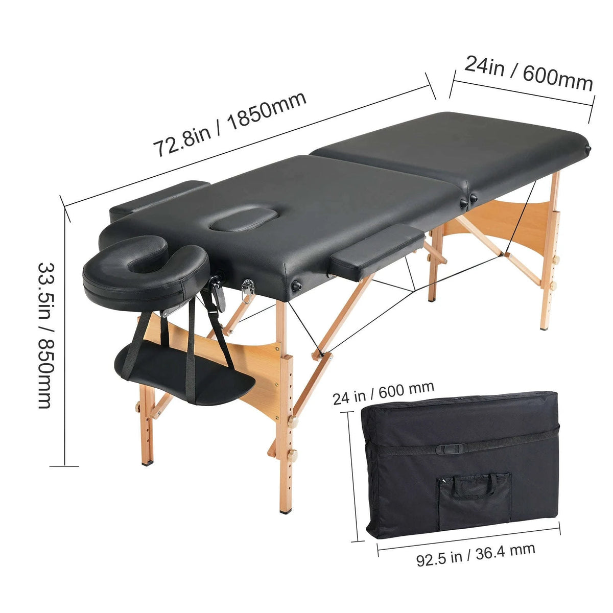 Portable Folding Adjustable Massage Table for Spa, Therapy, Clinic, Home and Beauty Use-24inch / United States