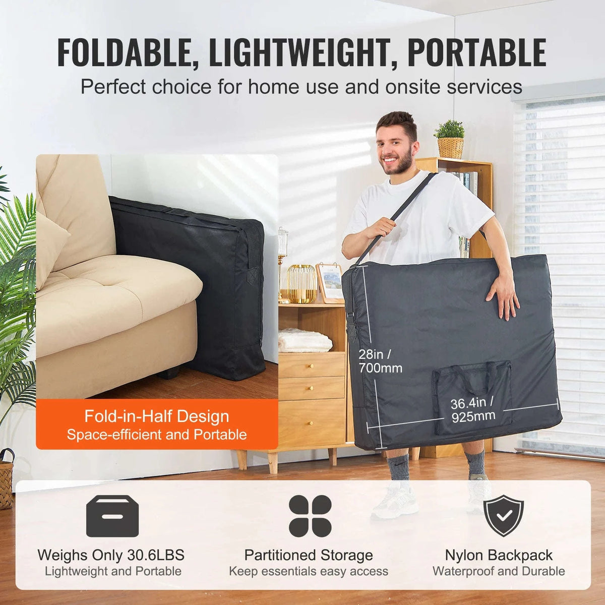 Portable Folding Adjustable Massage Table for Spa, Therapy, Clinic, Home and Beauty Use-24inch / United States