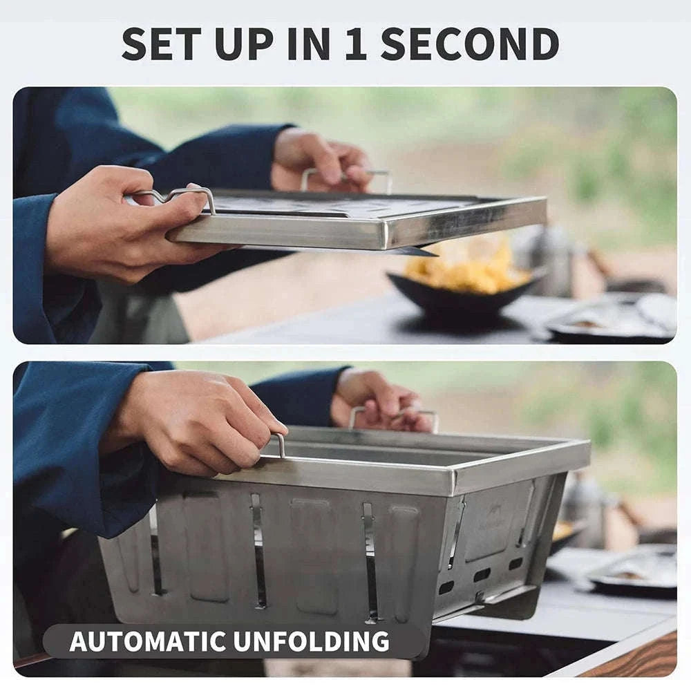 Portable Folding Charcoal Grill for IGT Table with Tongs-Folding Grill / Germany