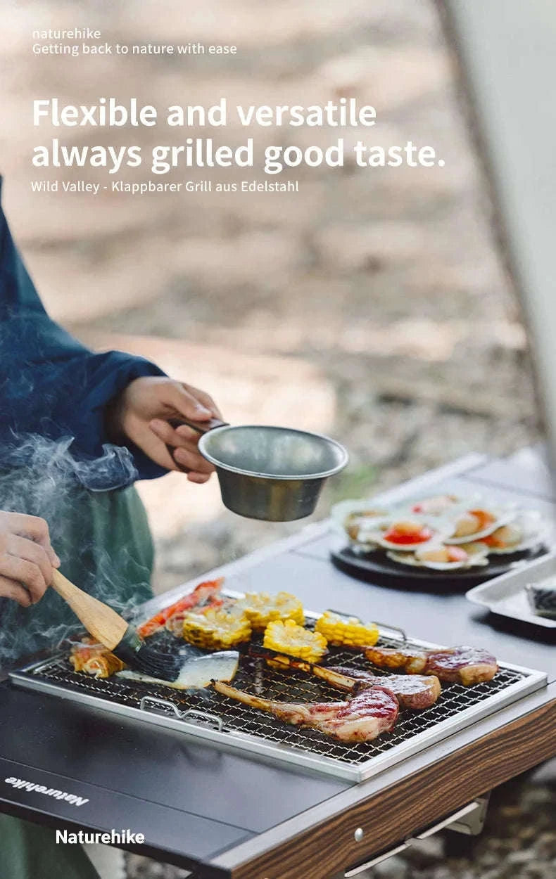 Portable Folding Charcoal Grill for IGT Table with Tongs-Folding Grill / Germany