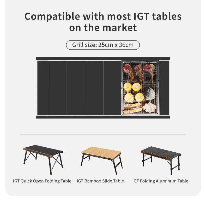 Portable Folding Charcoal Grill for IGT Table with Tongs-Folding Grill / Germany