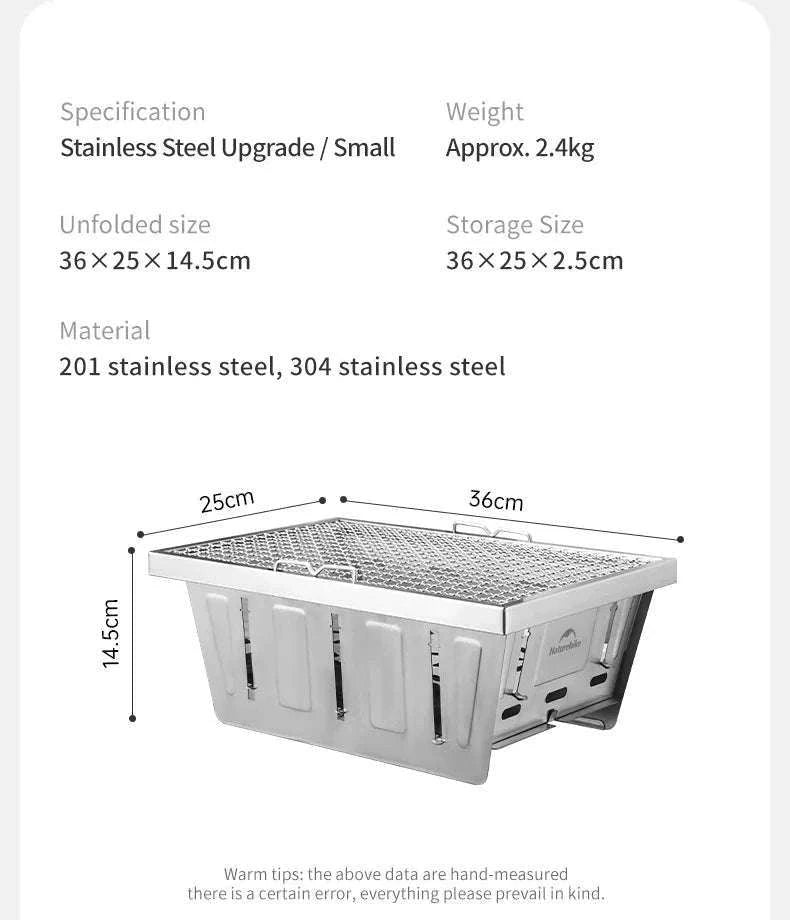 Portable Folding Charcoal Grill for IGT Table with Tongs-Folding Grill / Germany