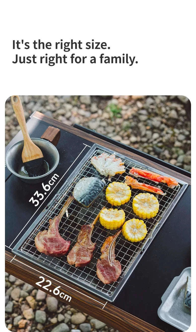 Portable Folding Charcoal Grill for IGT Table with Tongs-Folding Grill / Germany