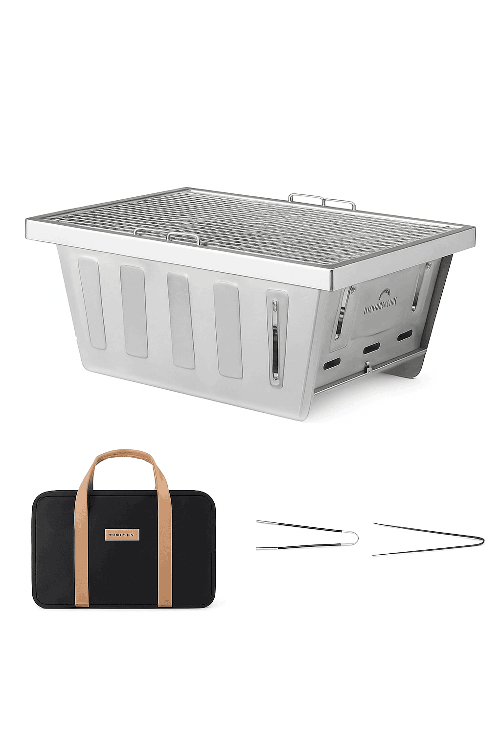 Portable Folding Charcoal Grill for IGT Table with Tongs-Folding Grill / Germany