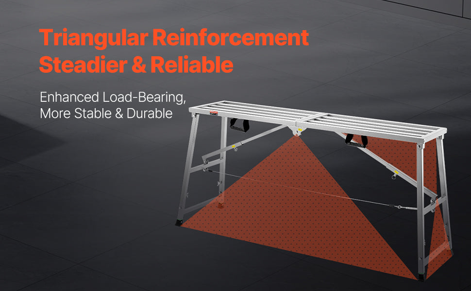 Adjustable Folding Work Platform with 4 Height Settings, 882 lb Capacity