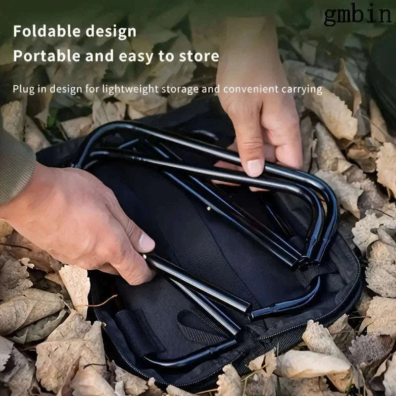 Portable Folding Stool Compact Travel Seat for Camping, Hiking & Daily Use-Black-A