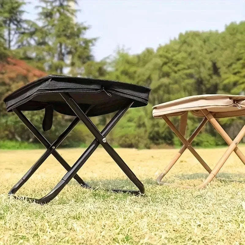 Portable Folding Stool Compact Travel Seat for Camping, Hiking & Daily Use-Black-A