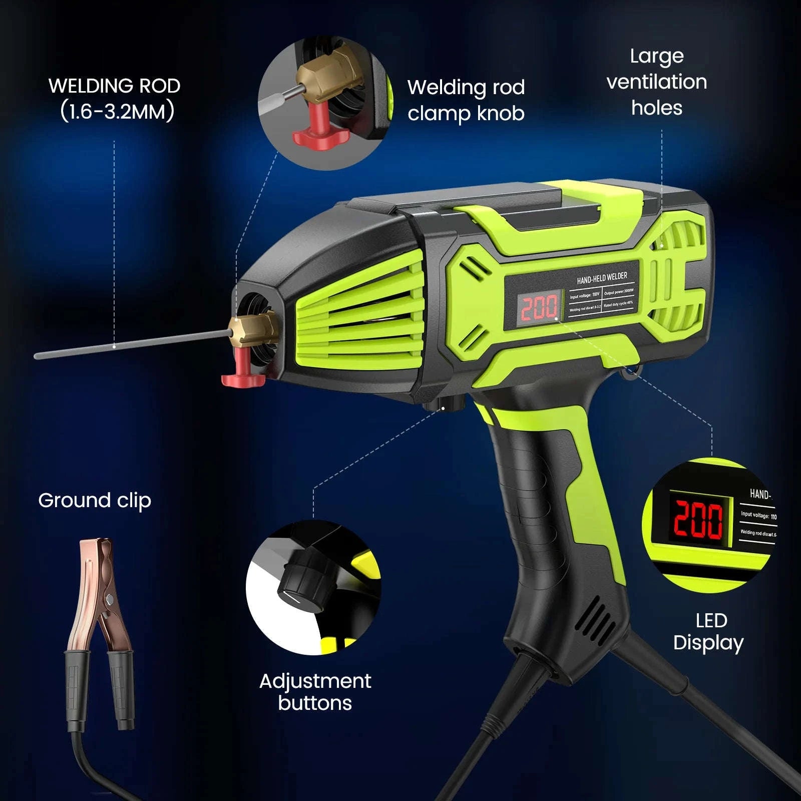 Portable Handheld Electric ARC Welder Kit 110V IGBT Inverter with Digital Display-United States