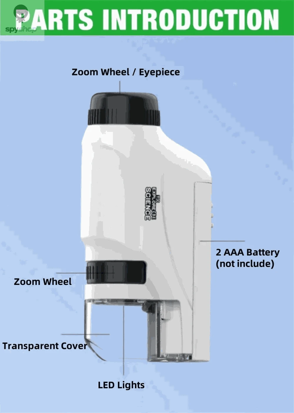 Portable Handheld Microscope 60–120X with LED Light-Blue