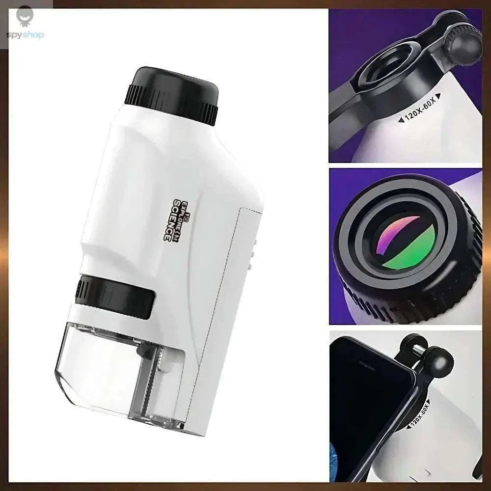 Portable Handheld Microscope 60–120X with LED Light-Blue