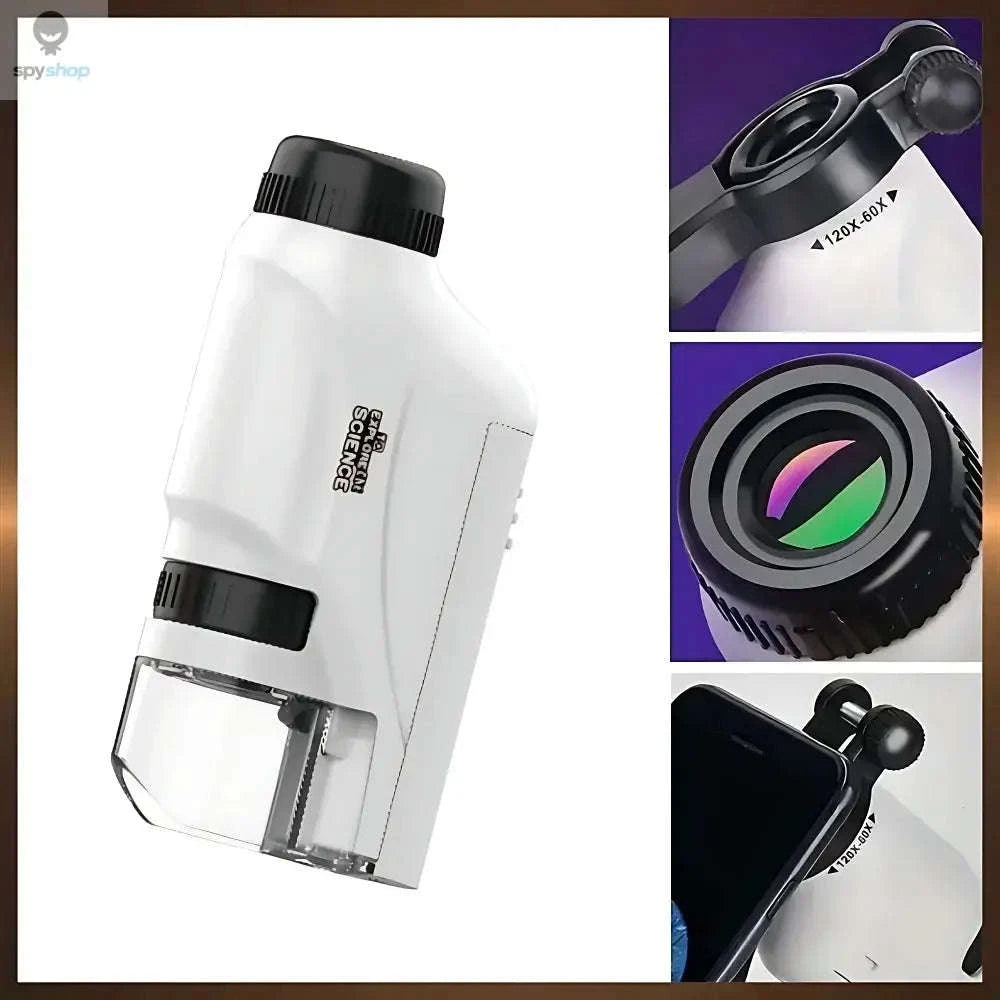 Portable Handheld Microscope – 60–120X Zoom with LED Illumination-Blue