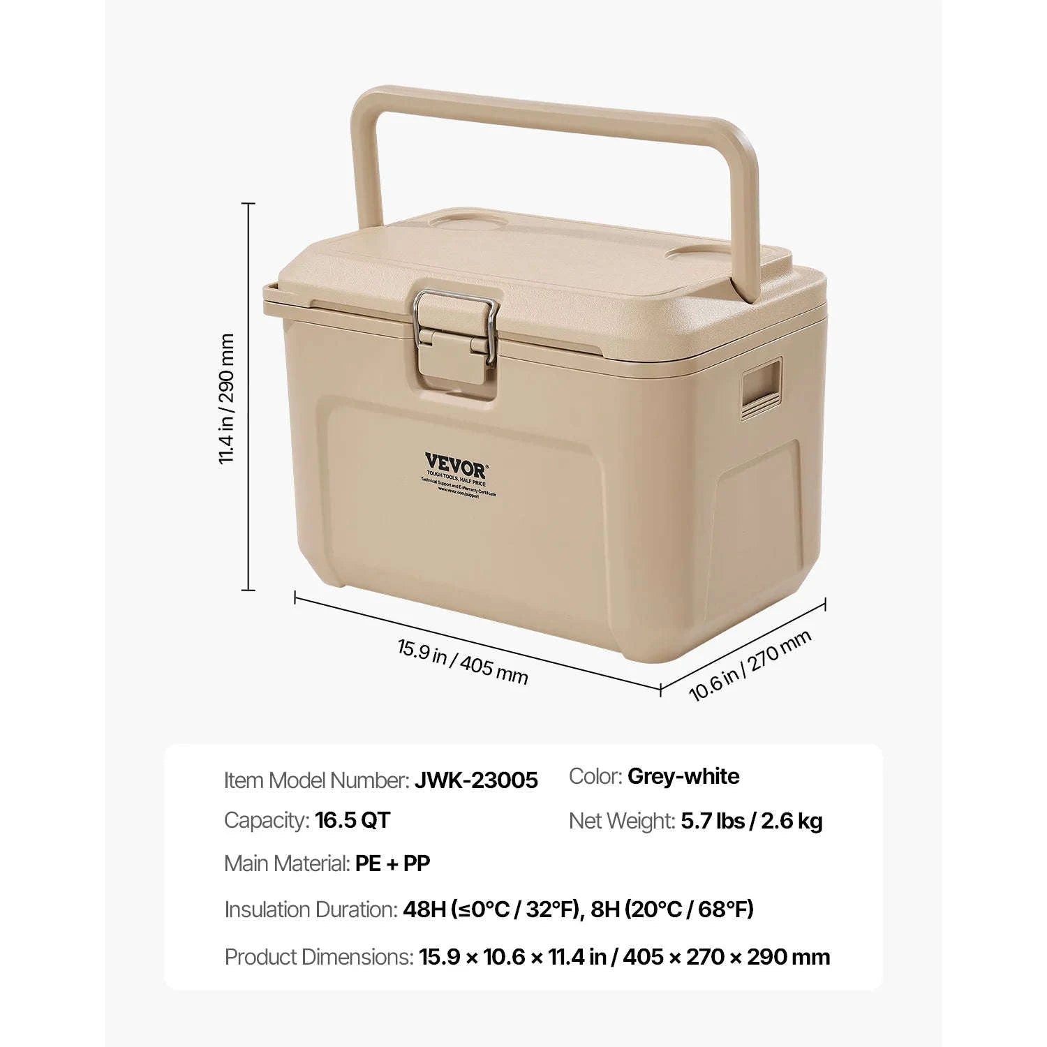Portable Hard Cooler with Ice Retention, Heavy-Duty Handles and Cup Holder-16.5qt / United States