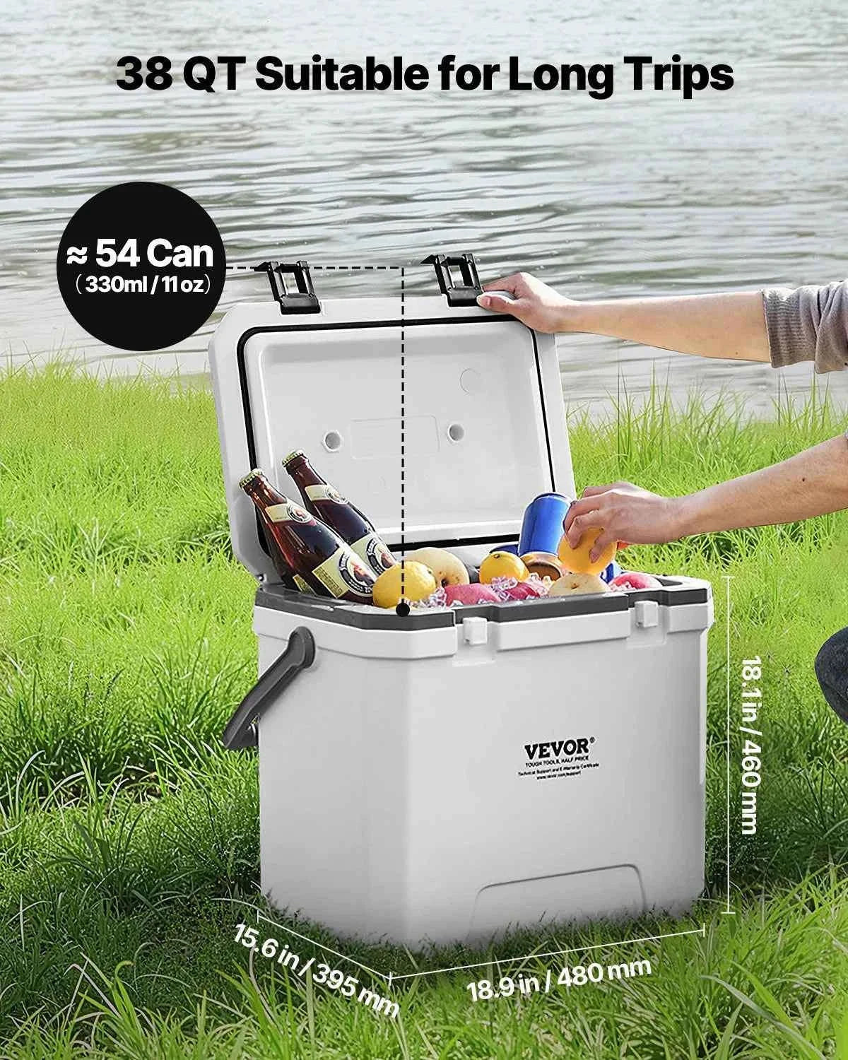 Portable Hard Cooler with Ice Retention, Heavy-Duty Handles and Cup Holder-16.5qt / United States