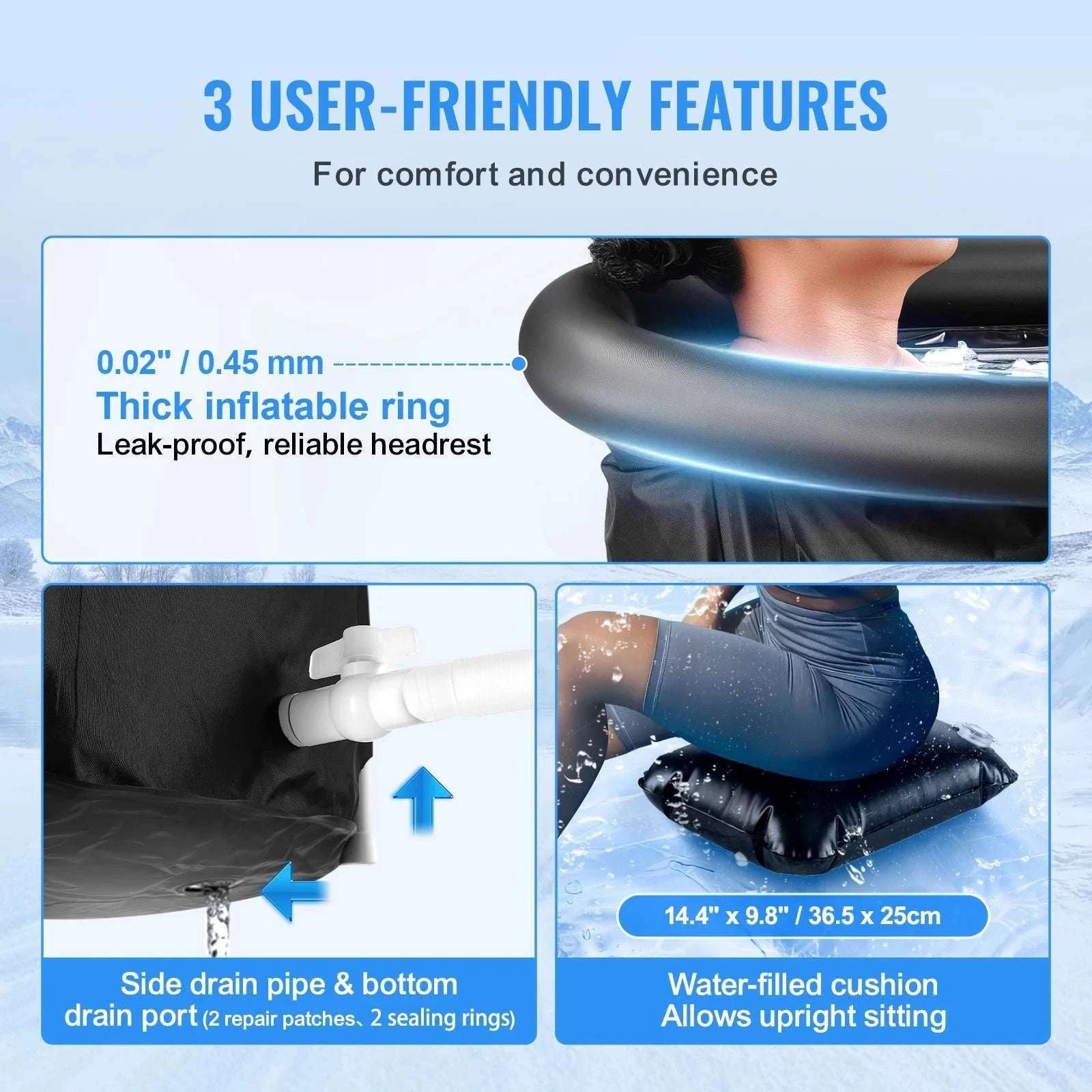 Portable Ice Bath Tub for Athletes 33.5" Cold Plunge Pool-75x90 / spain