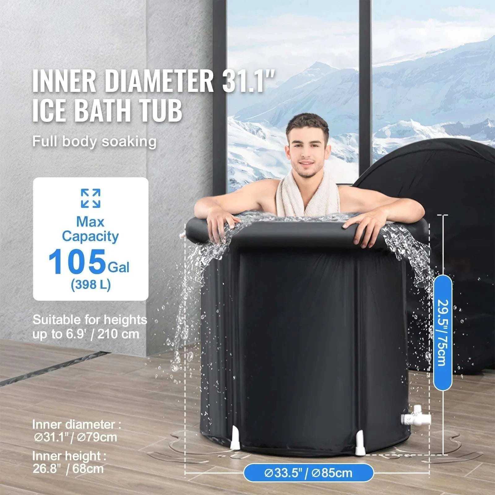 Portable Ice Bath Tub for Athletes 33.5" Cold Plunge Pool-75x90 / spain