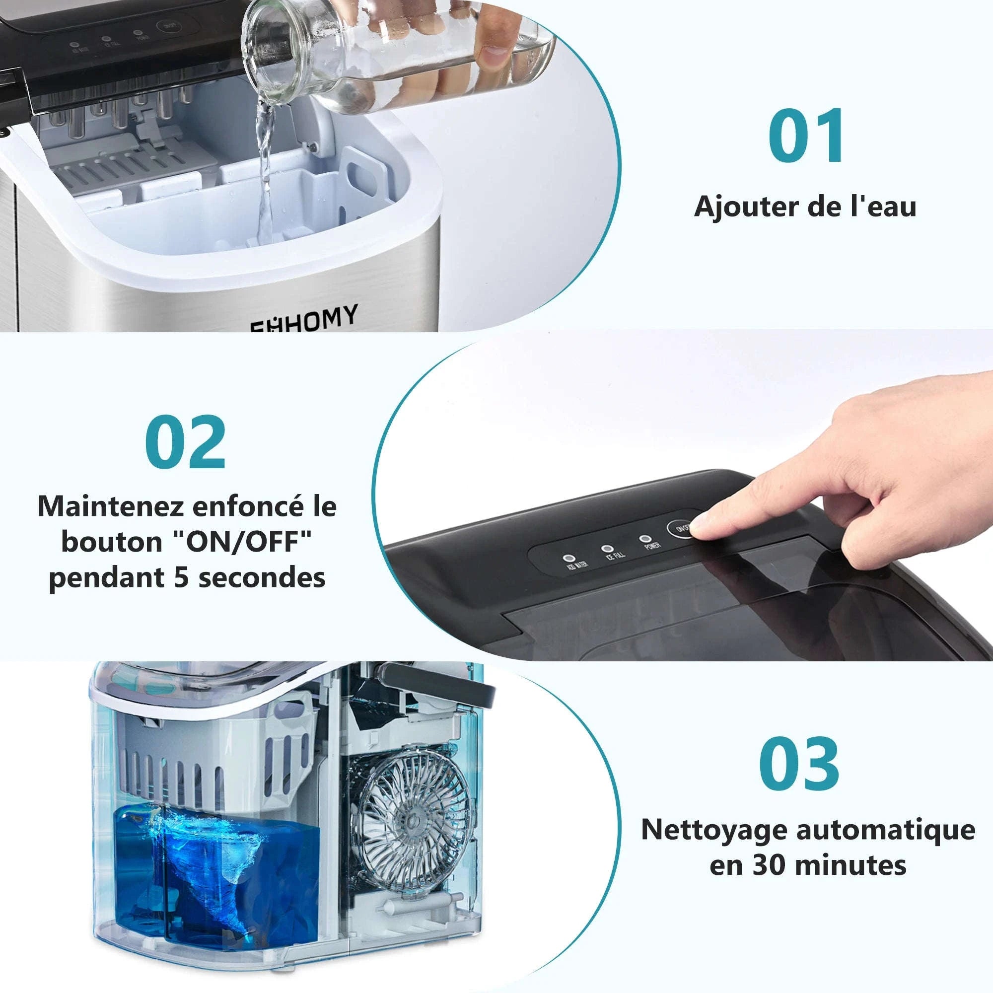 Portable Ice Maker, 9 Cubes in 6–12 Minutes, Black-IM008-BBL / EU / Germany
