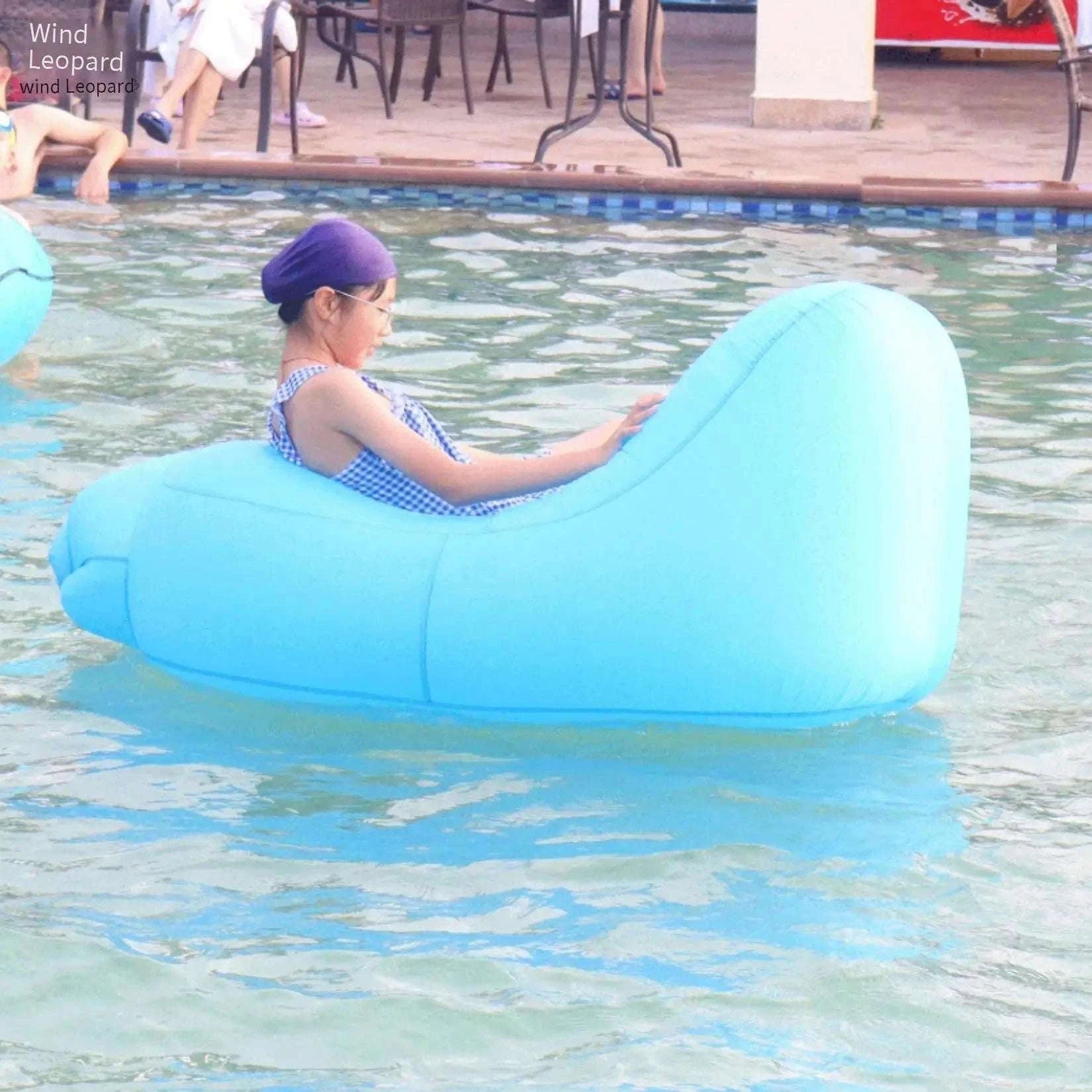 Portable Inflatable Lounge Chair for Outdoor Relaxation-Blue without a net / CN
