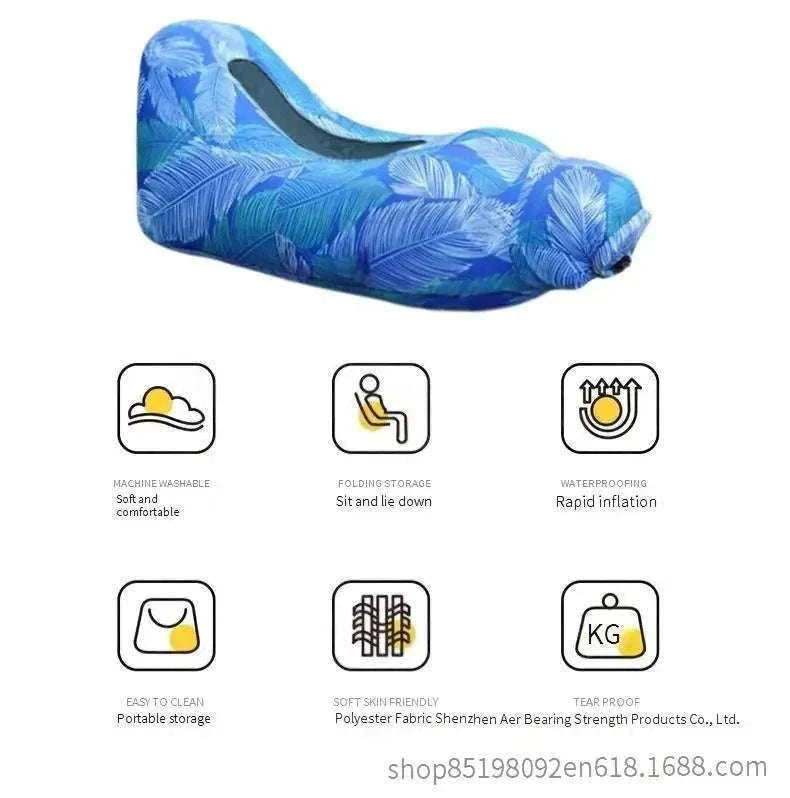 Portable Inflatable Lounge Chair for Outdoor Relaxation-Blue without a net / CN