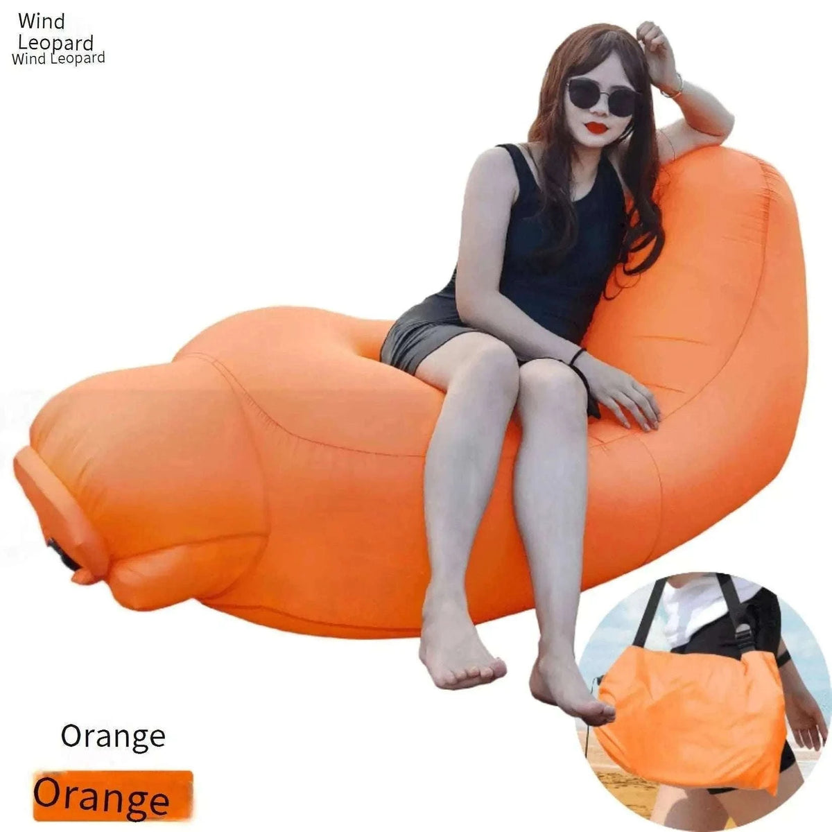Portable Inflatable Lounge Chair for Outdoor Relaxation-Blue without a net / CN