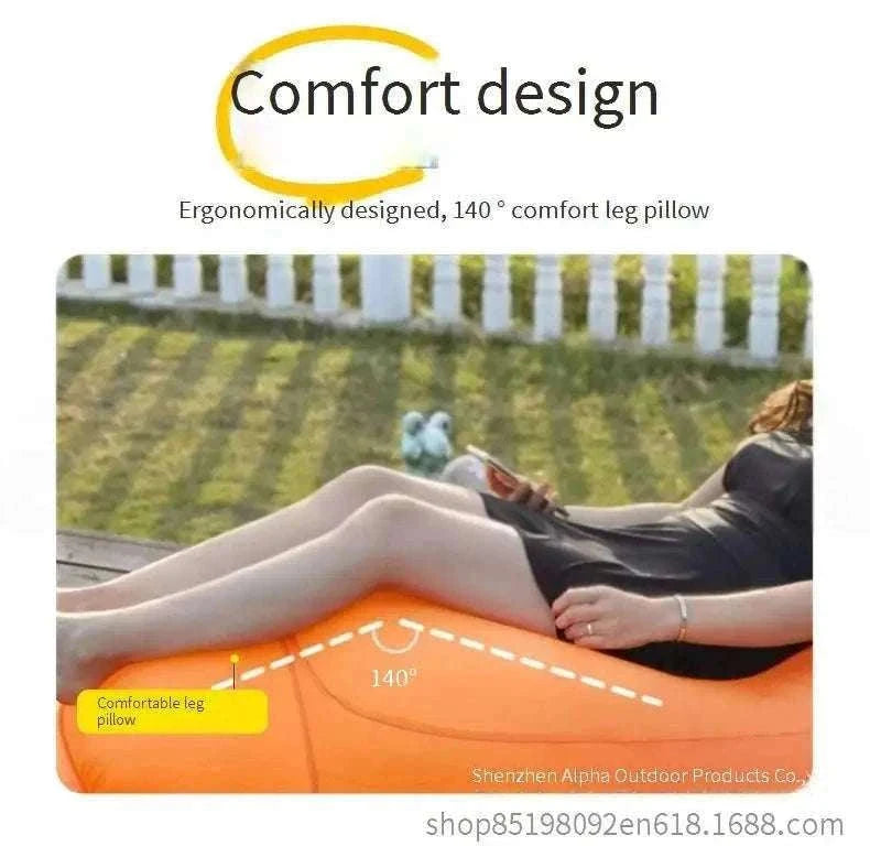 Portable Inflatable Lounge Chair for Outdoor Relaxation-Blue without a net / CN