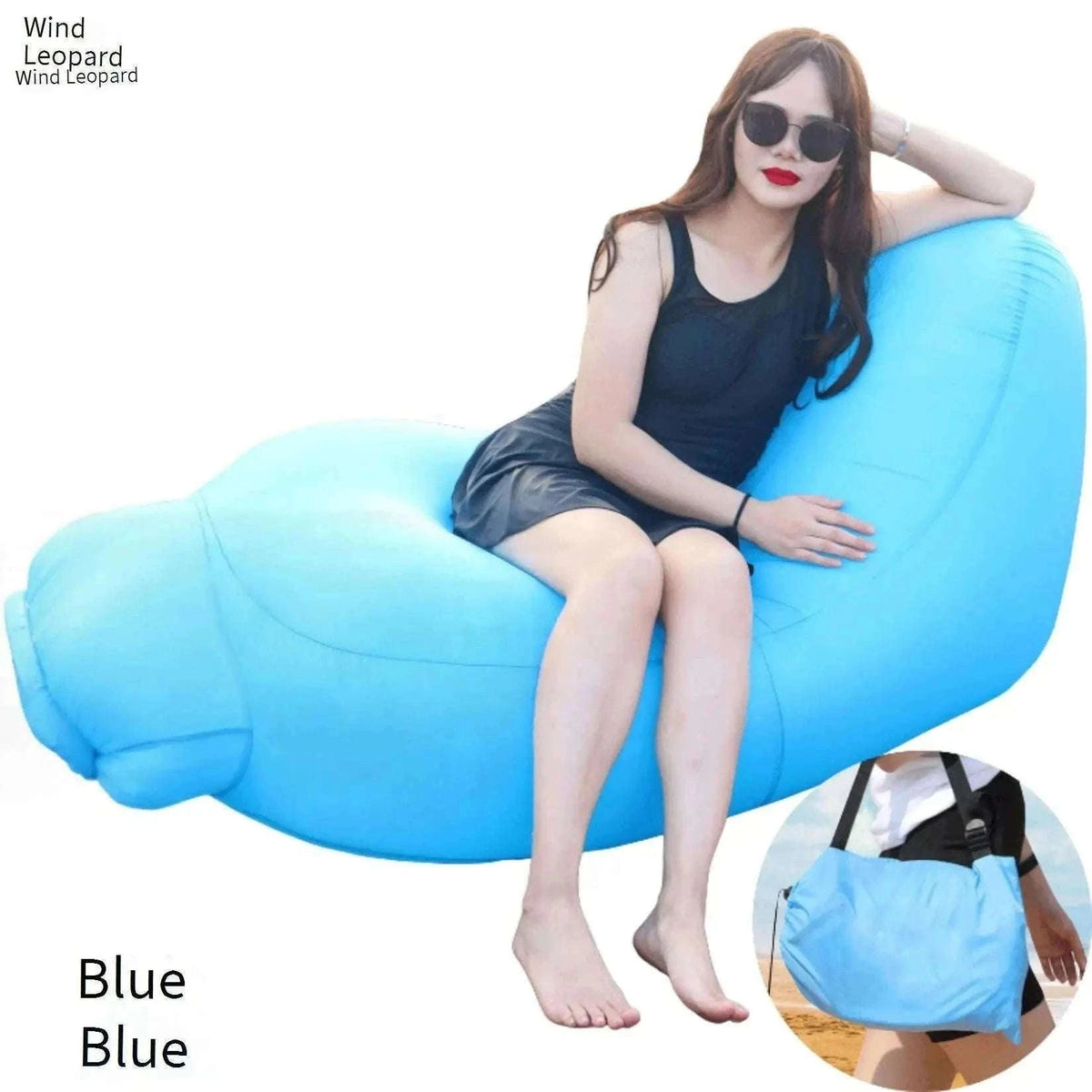 Portable Inflatable Lounge Chair for Outdoor Relaxation-Blue without a net / CN