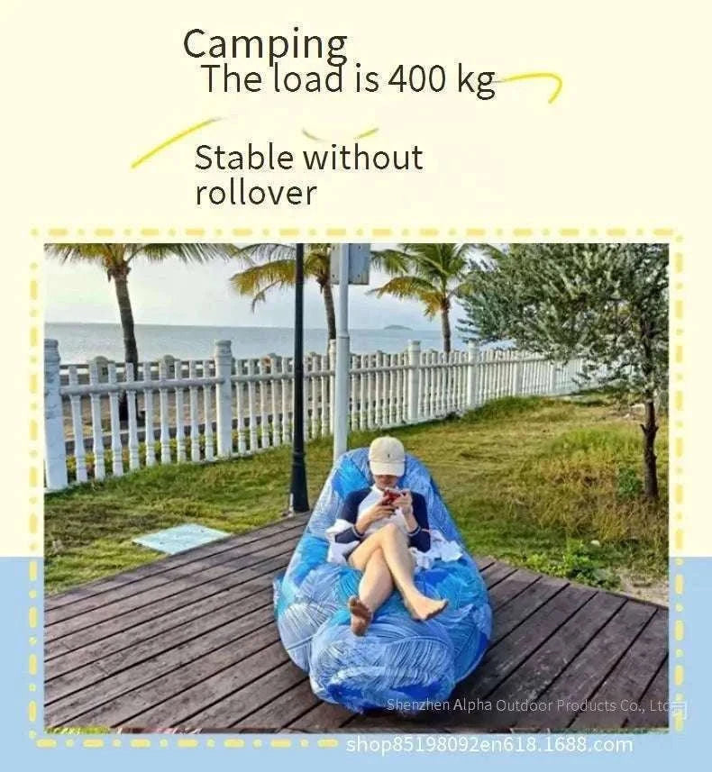 Portable Inflatable Lounge Chair for Outdoor Relaxation-Blue without a net / CN