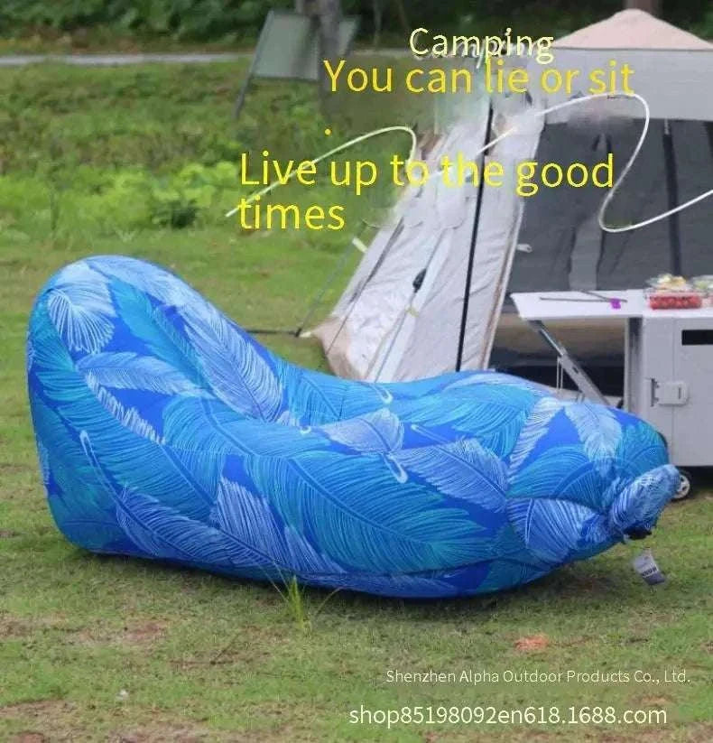 Portable Inflatable Lounge Chair for Outdoor Relaxation-Blue without a net / CN