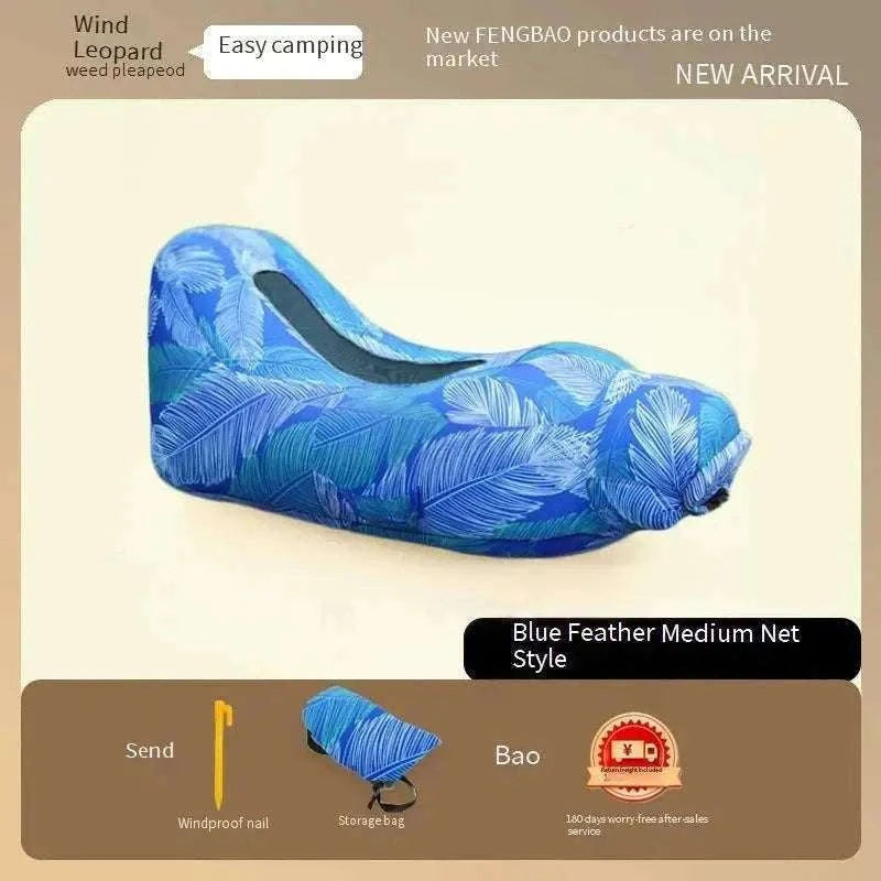 Portable Inflatable Lounge Chair for Outdoor Relaxation-Blue without a net / CN