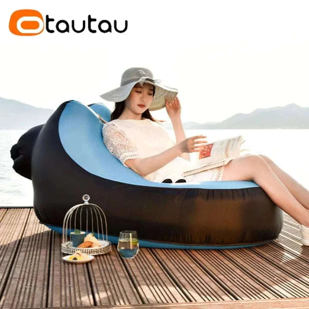 Portable Inflatable Lounger for Camping, Beach Relaxing-green