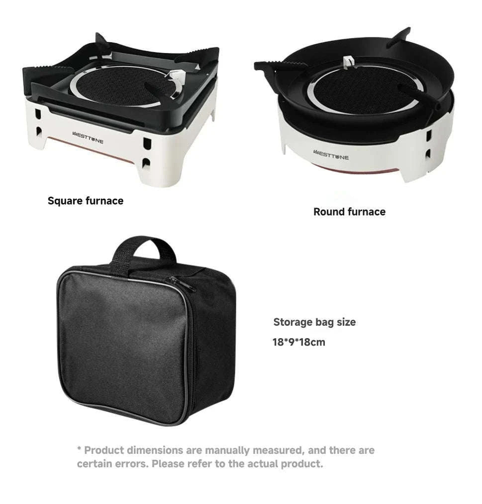Portable Infrared Gas Stove with Electronic Ignition for Camping-Round White